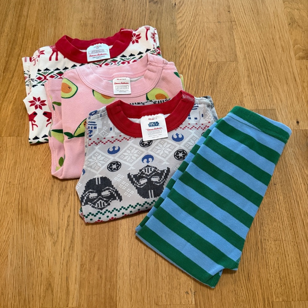 Hanna Andersson Unisex Kids 3/3T Mixed Lot of 3 Sleep Tops and 1 Bottom